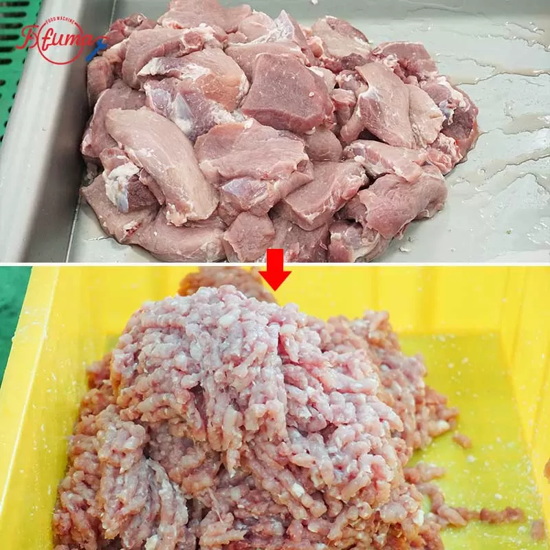 mincing pork meat