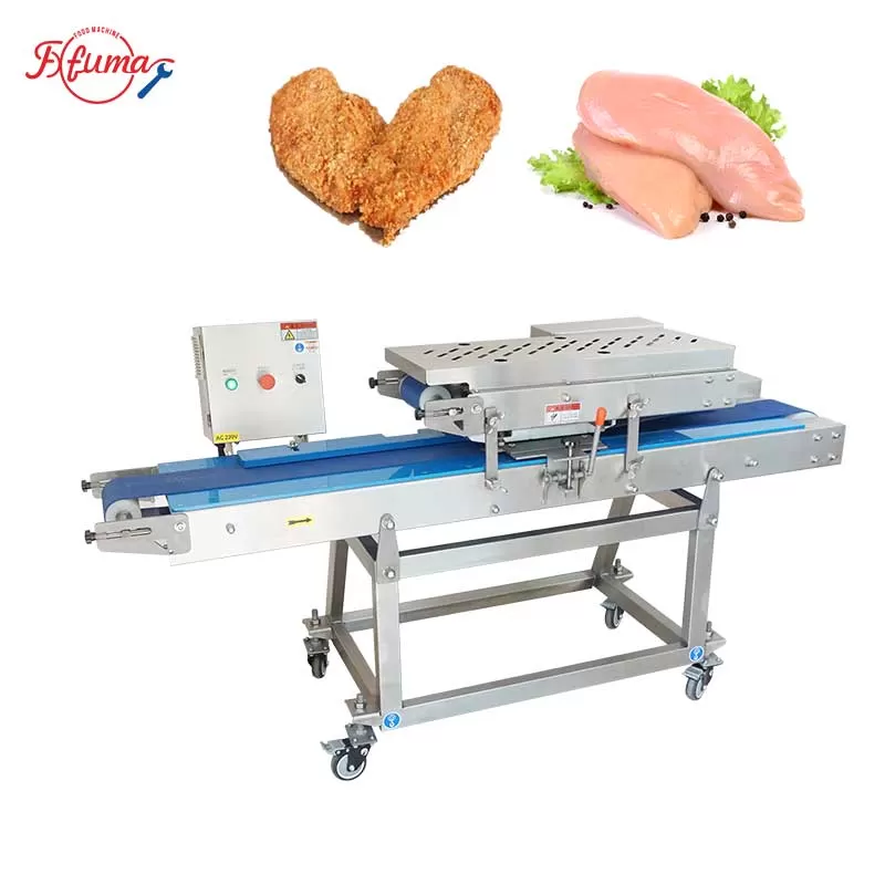 Horizontal chicken breast slicer machine