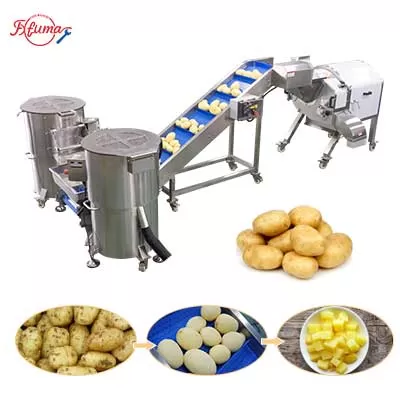 peeling and dicing line for potato cubes
