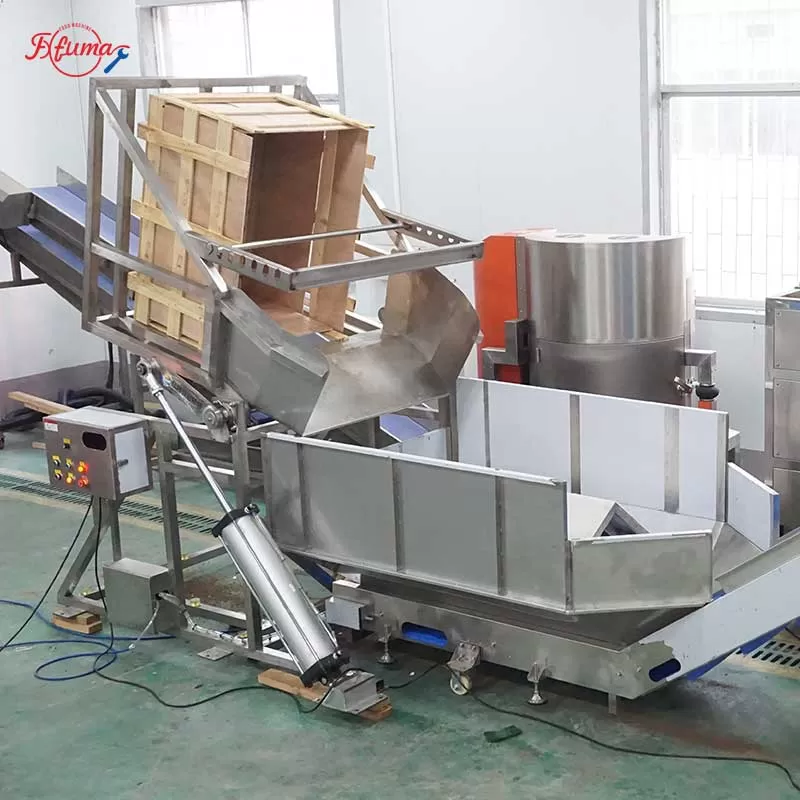 Vegetable and Fruit Dumper Hopper with Drum Washer
