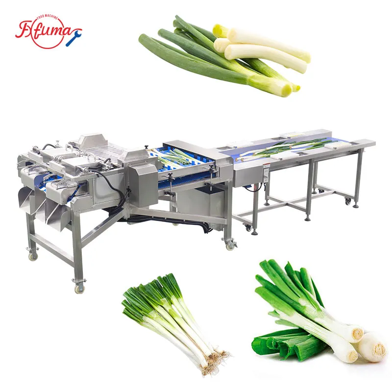 Dual-Head Garlic Onion, Scallions, Asparagus Stem Trimming and Cutting Machine