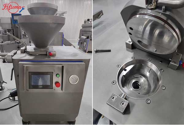 Continuous vacuum sausage stuffing machine