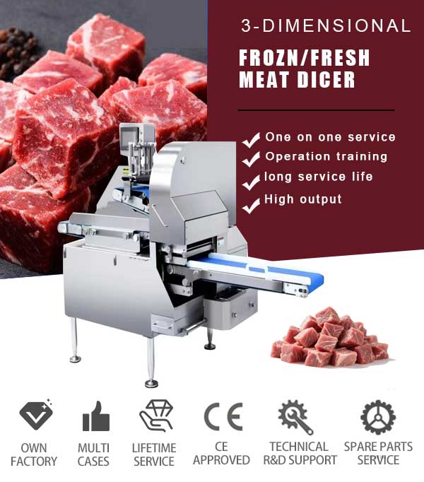 2in1 Automatic Stew Meat Beef Sirloin Cubes Dicing and Frozen Meat Slicing Machine